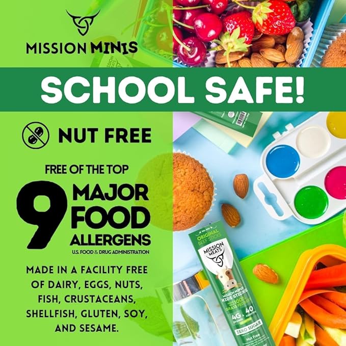 Mission Meats Kids Beef Sticks – 100% Grass Fed & Pasture Raised, Healthy Snacks for Kids, Sugar Free Protein, Gluten & Nut Free, Individually Wrapped, Mini 0.5oz (24ct Bag)