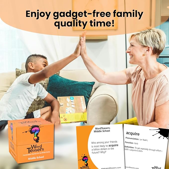 ? WORD TEASERS Middle School - Vocabulary Game for Kids 10-13 - Fun Family Conversation Starters - Reading Games for Middle School - 150 Vocabulary Flash Cards/Conversation Cards