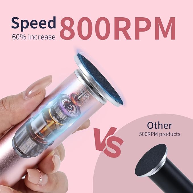 4.8IN Longer Electric Foot Callus Remover with 120pcs Sandpaper Discs, Professional Aluminum Callus Remover for Feet, Stepless Speed Control Pedicure Tools for Dead Skin (Pink-pro)