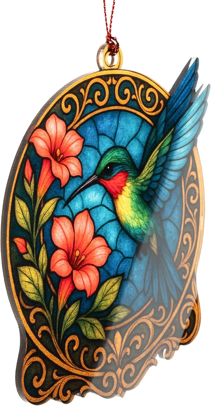 Hummingbird Christmas Ornament-Hummingbird Gifts for Women-Bird Ornaments for Christmas Tree-Hanging Decor for Door Yard Outdoor or Windows - Christmas Ornament 2025-Gift Exchange ONM-446-RST-Bird1