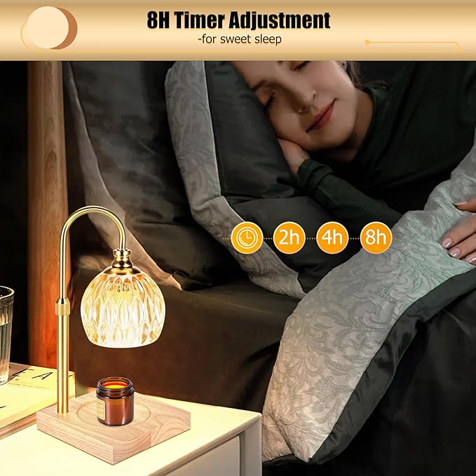 Candle Warmer Lamp, Dimmable Electric Wax Melt Warmer with Timer for Yankee Candle Large Jar Candle, Adjustable Height Candle Warmer Mother's Day Gifts for Mom Home Decor House Warming Gifts New Home