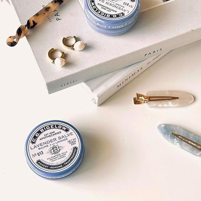 C.O. Bigelow Lavender Salve Tins, Pack of 3 Lip Balm Tins, All Purpose Salve for Lips, Cuticles, Hands & Dry Skin, Lip Balm Set, 0.8 oz