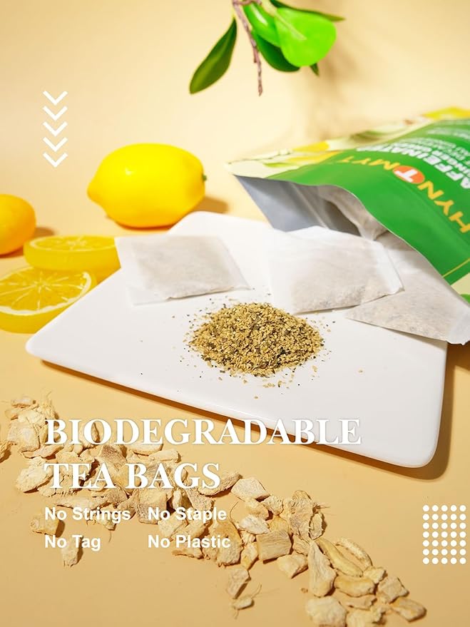HYNTMYT Decaffeinated Lemon Ginger Green Tea Bags, CO₂ Decaf Green Tea with Lemon and Ginger, Refreshing and Revitalizing, 120 Count
