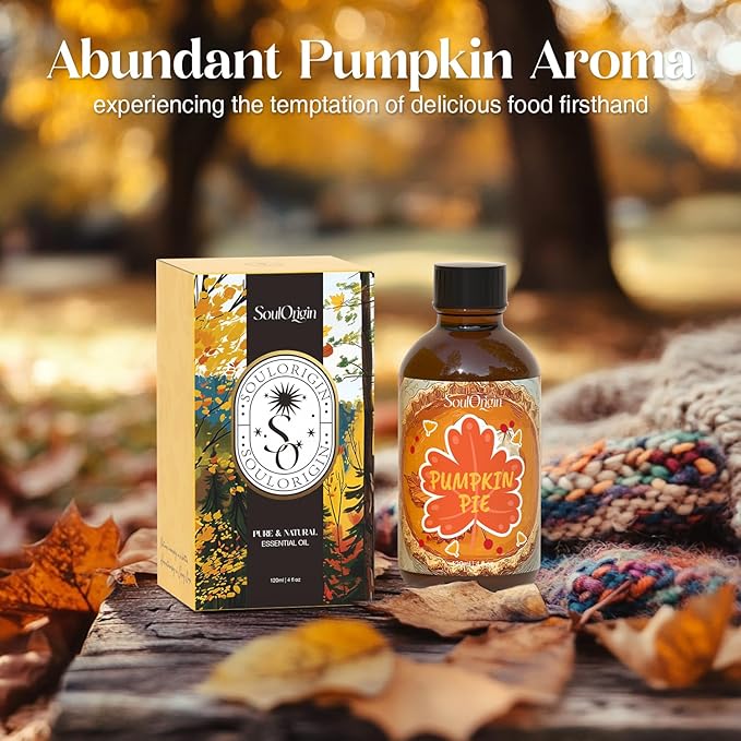 Pumpkin Pie Essential Oil 120ml (4 Fl Oz), Cozy Fall Fragrance Oils for Aromatherapy Essential Oil Diffuser, Natural Autumn Scented Oils for Candle Making, Gifts for Women
