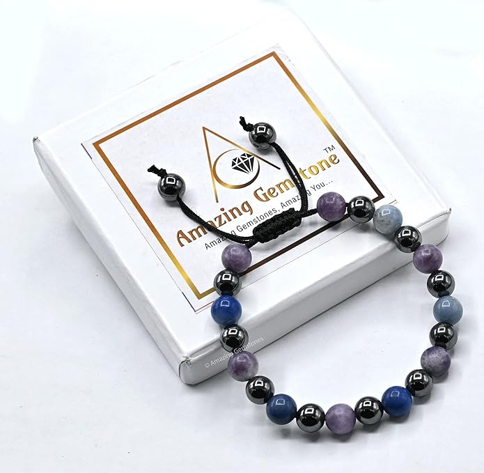 Natural Healing Crystal Bracelet for Women - Mens Bracelet Energy Balancing Gemstones Set - Adjustable Stone Bead Bracelet for Men and Women - Chakra Crystal Therapy Accessory, Meditation