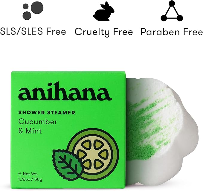ANIHANA Shower Steamers 4 Pack, Paraben Free, Cruelty Free, Refreshing Cucumber Mint Scent, 1.76 oz Each