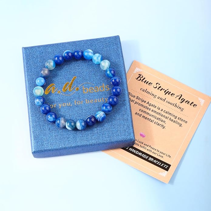 AD Beads 4mm6mm8mm10mm Handmade Bracelet - Natural Gemstone for Peace and Tranquility - Meditation, Yoga, Healing and Energy Gift for Unisex