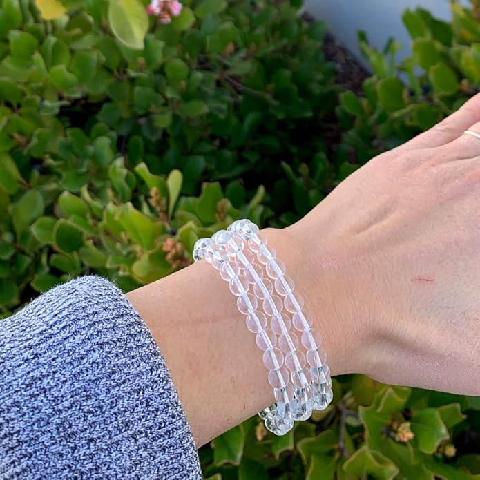Adabele 1pc Natural Stretch Gemstone Bracelet 6mm (0.24 Inch) Bead 7" 7.5" 8 inch Healing Crystal Quartz Energy Chakra Jewelry Women Birthday Gift