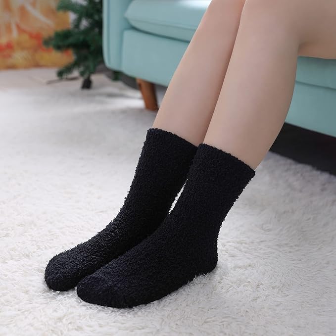 LINEMIN Womens Fuzzy Socks Cozy Fluffy Winter Warm Slipper Socks Microfiber Soft Home Sleeping Socks