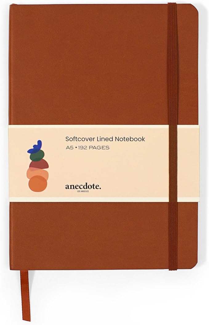 ANECDOTE. Softcover Ruled Journal with Thick 80 gsm Lined Cream Paper A5 size (8.3 inches x 5.4 inches) - Daily Writing Notebook for Travel, School and Office Use - Diary for Women and Men - Camel
