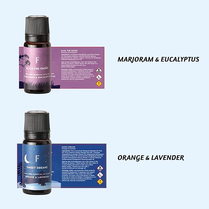 Folkulture Sleep Essential Oils Set | Set of 6 Pure Essential Oils for Diffusers for Home | Essential Oil Blend or Oil Diffuser Essential Oils | Lavender, Rosemary & Peppermint