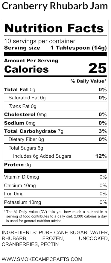 Cranberry Rhubarb Jam, 5 oz - Craft, Gourmet, Unusual Jams & Jellies Made in West Virginia, USA
