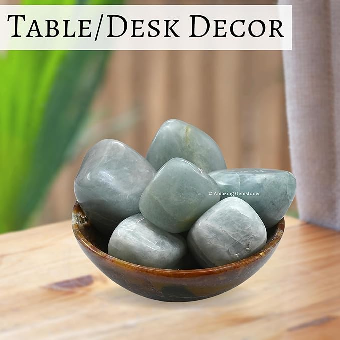 Amazing Gemstone Aquamarine Crystals & Healing Stones Tumbled - 1000+ Carats, Natural Healing Stones for Energy Balance, Stress Relief - Premium Polished Gems Rocks for Meditation & Wellness