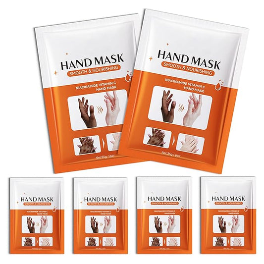 Hand Masks, 6 Pairs Hydrating Exfoliating Hand Peeling Mask, Smooth Hand Masks Moisturizing Gloves Overnight for Dry, Rough, Cracked Hands, Hand Skin Moisturizer Glove for Women Men（E