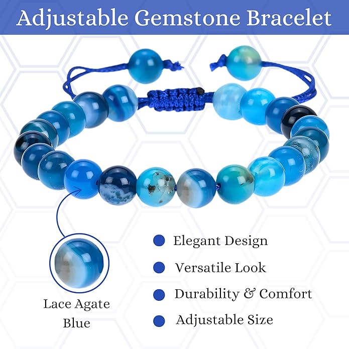 Energy Protection Crystal Handmade Adjustable Bead Bracelet Perfect for Men, Women’s Gift - Gemstone Healing Stretch Bracelet Pulsera Para Hombre Mujer Stocking Stuffer