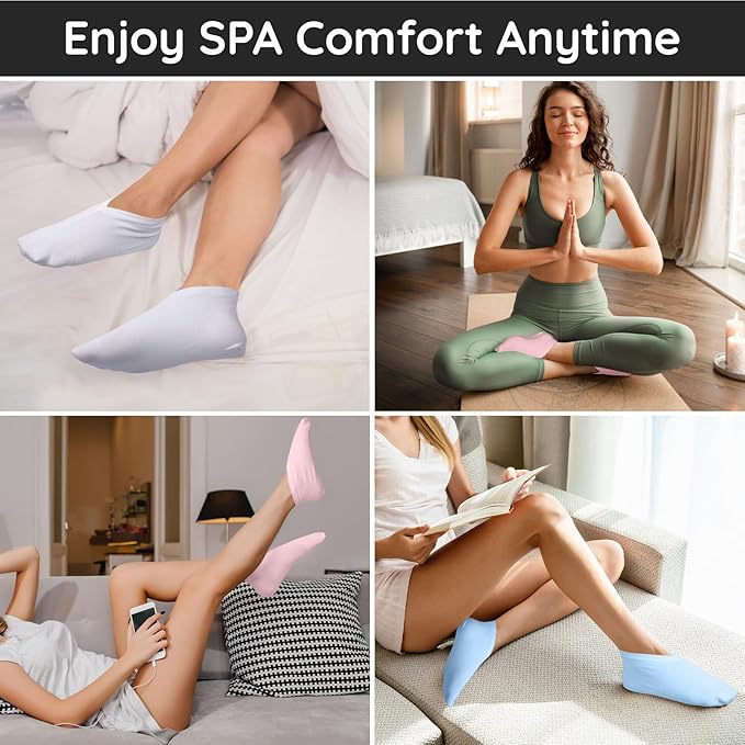 Segbeauty 12 Count Lotion Cotton Socks for Dry Cracked Feet Women, 6 Pairs Moisturizing Socks for Dry Feet, Sleep Sock for Cracked Heel Repair Overnight, Sleeping Foot Care Spa Gel Heel Protectors