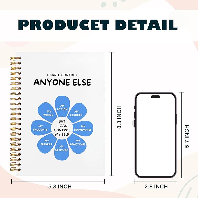 BearCake Notebook Journal, Blue Floral Notebook for Women,Journal for Women, Aesthetic Office Supplies Hardcover Spiral Notebook 5.5x8.3 640