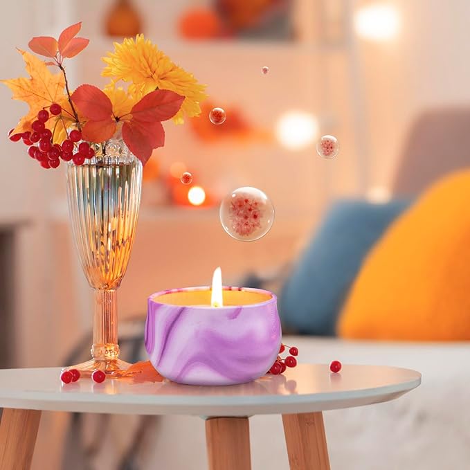 Hausware 3 Pack Scented Candles, 2.5 oz Aromatherapy Candles with Floral Scents,Soy Candles Set with 72H Burning Time,Ideal Gift for Womens(Lemon+Sage+Peony&Cherry Blossom)