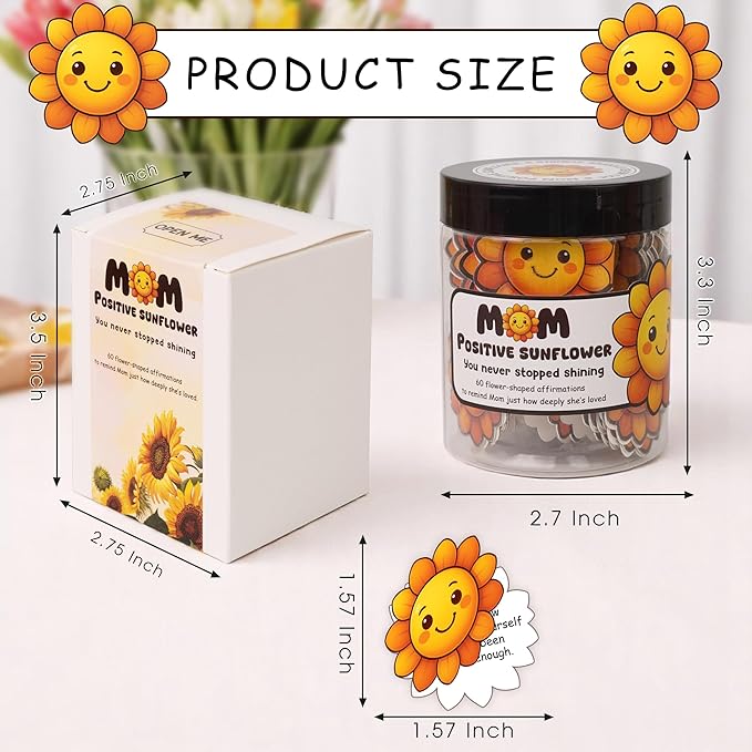 60 Positive Sunflower Cards, Affirmation Cards for Women, Mothers Day Gifts from Daughter or Son, Sunflower Gifts for Mom, Inspirational Messages for Mothers, Wife, Grandma