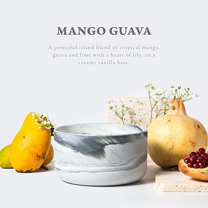 Hidden Label Scented Soy Candles, Large Candle 3 Wicks 14.8oz Mango Guava Ceramic Jar Lava Collection, Gorgeous Gifts for Birthday Thanksgiving Christmas