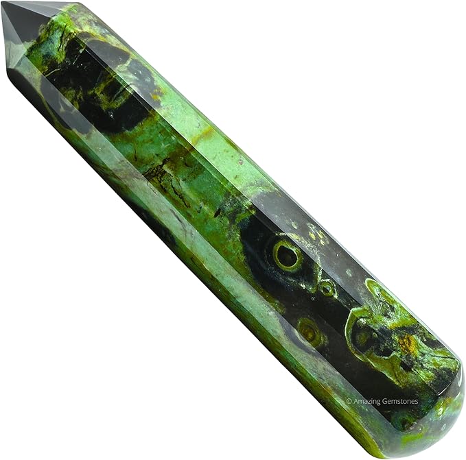 Amazing Gemstone Kambaba Jasper Crystal Wand Massage Stick - Pelvic Wand Gua Sha for Adults - Crystals and Healing Stones Massage Wands for Adults Gifts (Pointed)