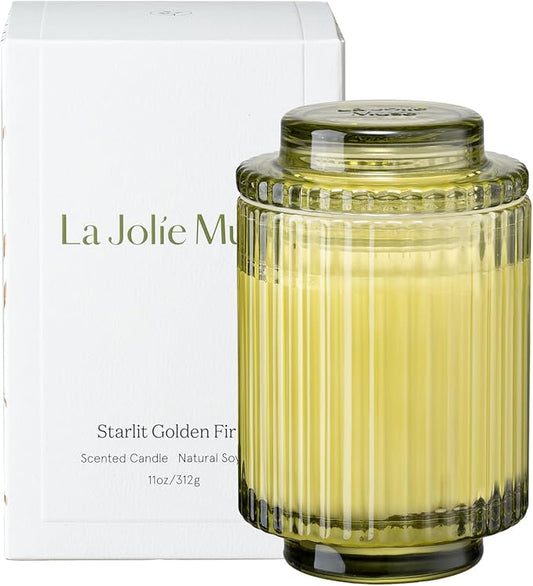 LA JOLIE MUSE Fir & Cedarwood Candle, Scented Candles for Home, Holiday Candle Gifts for Women&Men, Natural Soy Candles, Luxury Jar Candle, Starlit Golden Fir, 11oz