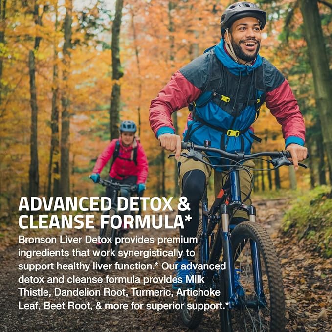 Bronson Liver Detox Advanced Detox & Cleansing Formula Supports Health Liver Function with Milk Thistle, Dandelion Root, Turmeric, Artichoke Leaf & More, Non-GMO, 180 Vegetarian Capsules