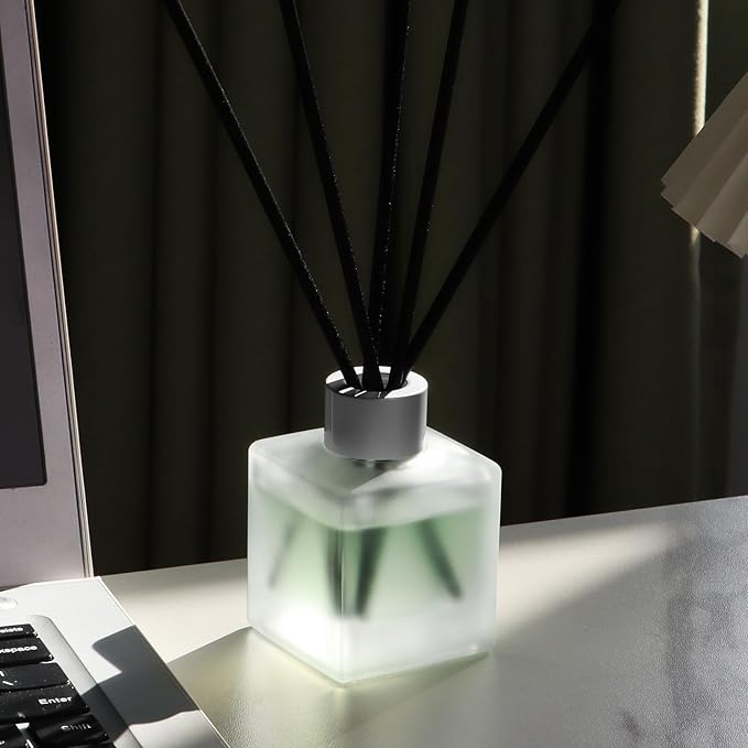 Reed Diffuser, Sea Salt & Lemon Scented Oils, Air Freshener Essential Oil Set with Diffuser Sticks, 3.4 oz Long Lasting Home Fragrance for Bedroom Office Shelf Bathroom Decor (2-Pack)