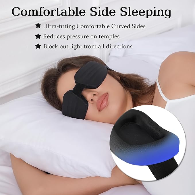3D Sleep Mask for Women Men,Sleep Mask for Nasal Pillow Cpap Users Adjustable 100% Light Blocking,Eye Mask for Dry Eyes,Blind Fold for Side Sleeper Travel