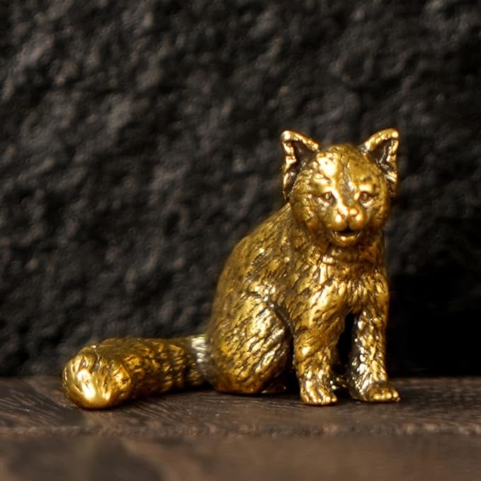 100% Solid Brass Red Panda Sculpture - Handcrafted Laughing Pose Animal Statue, Vintage Desk & Shelf Decor for Office or Home, Unique Collectible Gift for Nature Lovers & Wildlife Enthusiasts