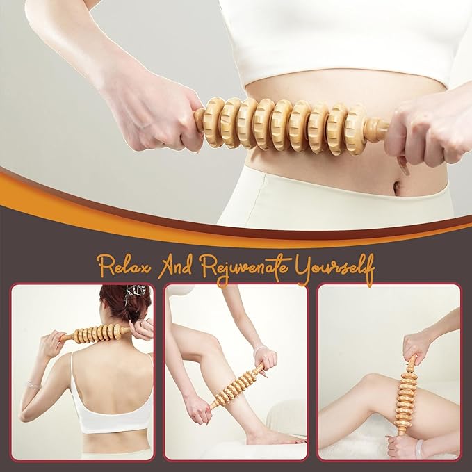 Wooden Massage Stick, Multi Functional Massage Tool for Lymphatic Drainage, Body Shaping, Fat Reduction, Muscle Relief, Easy Self Use at Home