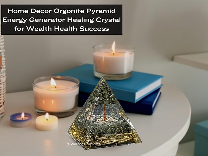 Amazing Gemstone Organite Orgone Pyramid Extra Large 105 MM - Orgone Energy Pyramid with Pyrite Crystals and Healing Stone - Orgonite Pyramids Crystals and Positive Energy