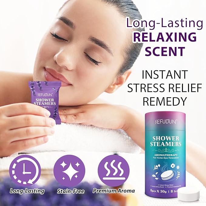 Shower Steamers Aromatherapy, Premium Long-Lasting Shower Bombs, 8 Natural Scented Shower Tablets, Individually Foil Packaged for Freshness
