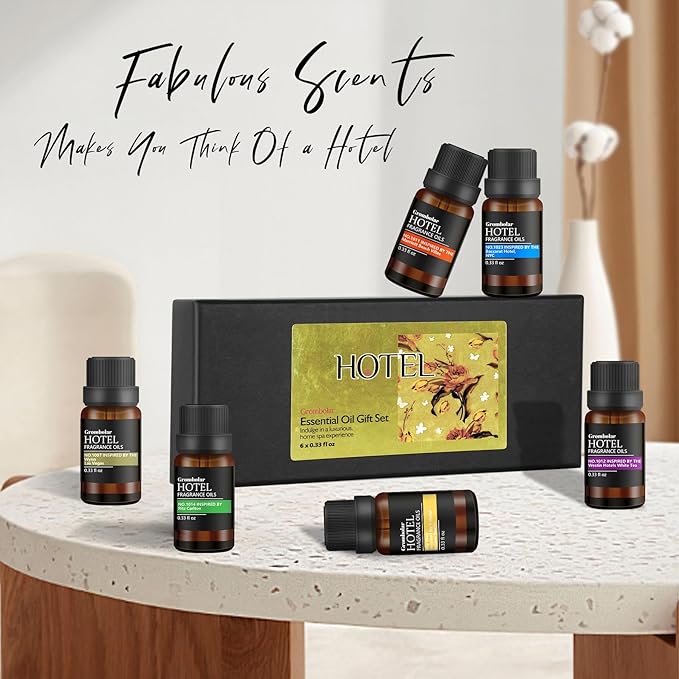 Essential Oils Set-Hotel Collection Diffuser Oil Gift Set,Premium Essential Oil for Diffusers, Home Care, Fragrance, Humidifiers (Hotel-6Pcs Set)