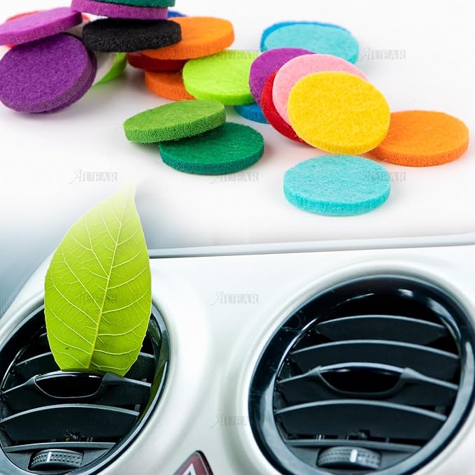 AUEAR, 200 Pack Replacement Felt Pads for Essential Oil Diffuser Locket Pendant Necklace Multicolor