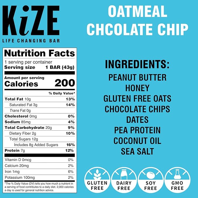 KiZE Energy Bars - Peanut Butter Lovers Variety Pack - 30-Count - Gluten Free, Dairy Free Options, Non-GMO, and High Protein Meal Replacement Energy Bars, Clean and Simple Food Ingredients - 7-10g High Protein Snacks (30 Count)