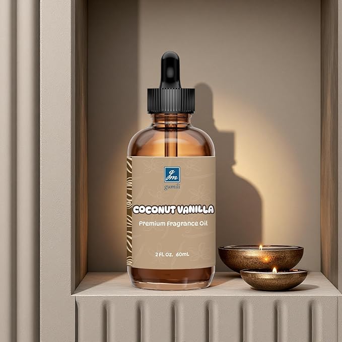 Coconut Vanilla Fragrance Oil 2 Oz, Natural Scent Oil for Home Essential Oils Diffuser, Candle Making, Soap Making, DIY Body Oils, Perfume, Body Mist, Spray