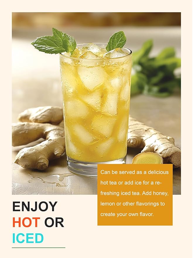TeeLux Turmeric Ginger Tea Bags, Pure Natural Turmeric Ginger Herbal Tea, Spicy & Smooth Flavor, Caffeine Free, 100 Count
