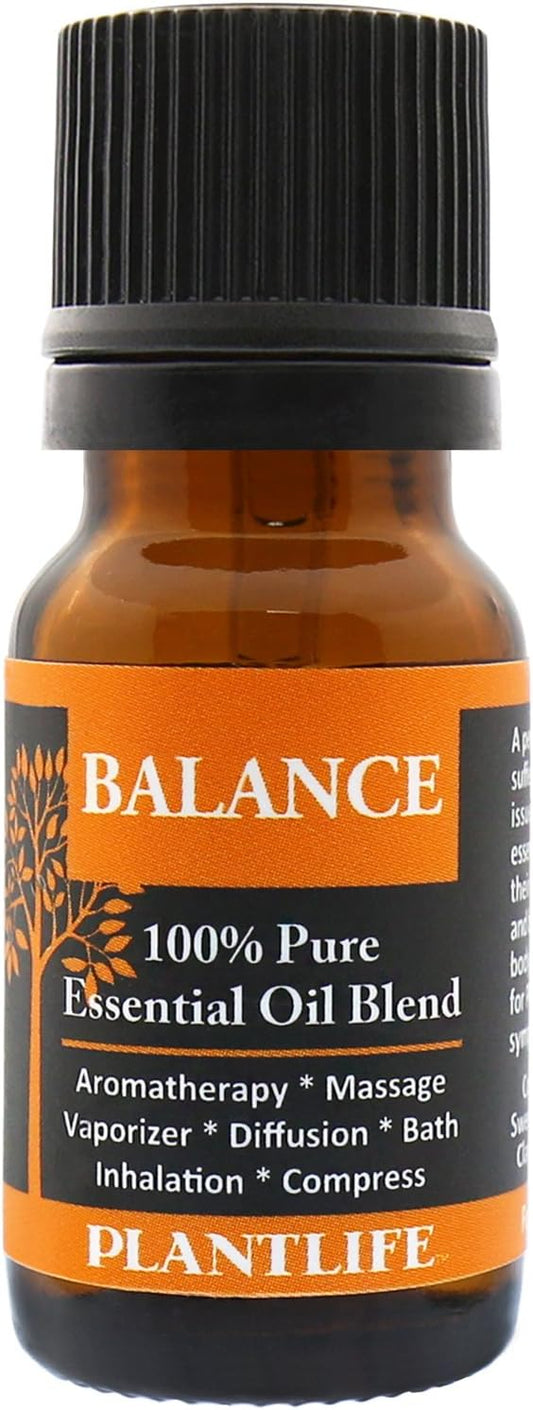 Plantlife Balance Aromatherapy Essential Oil Blend - Straight from The Plant 100% Pure Therapeutic Grade - No Additives or Fillers - Made in California 10 ml