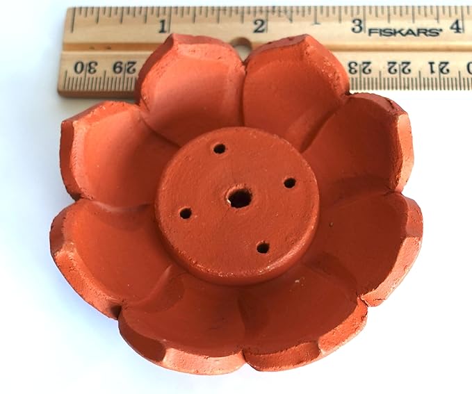 Incense Holder for Sticks - Handmade Ceramic Terracota Insence-Stick Ash Catcher, Mess-Free Lotus Incents Burner - Tibetan Sticks, Cones - Clay Lotus Stand - Perfect for Meditation DIY Painting Gift