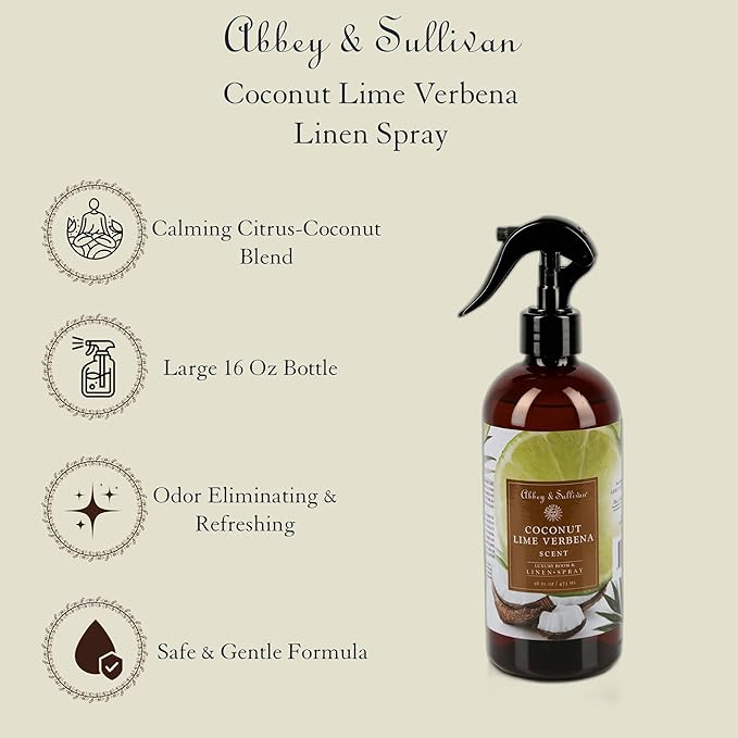 Abbey & Sullivan Linen Spray, Coconut Lime Verbena, 16 oz.