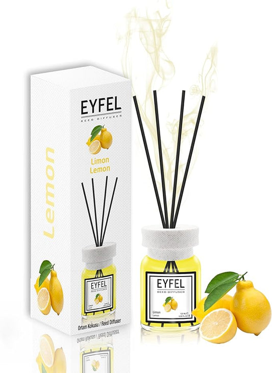 EYFEL Reed Diffusers for Home – Lemon Reed Diffuser Set 4.05 fl oz Oil Diffuser Sticks, Bathroom Diffuser, Home Fragrances, Scented Sticks, Home Décor