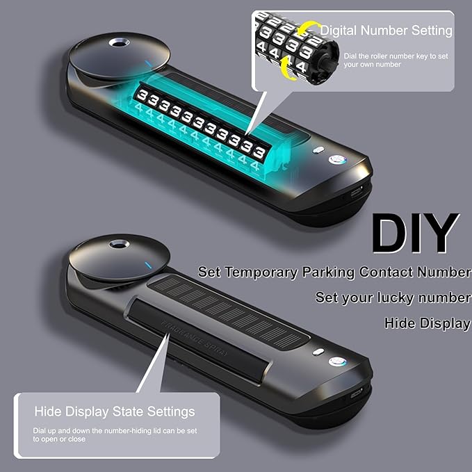 Solar Smart Car Air Freshener, Car Air Freshener Diffuser with Auto On/Off, Aluminum Alloy Body,3 Adjustable Concentration, No Oil Leakage, Built-in Battery, Ambient Light, Natural Fragrance