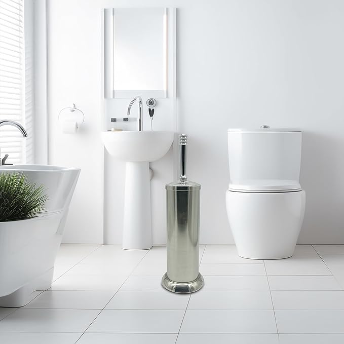 Brushed Nickel Toilet Bowl Brush with Holder, Durable Bathroom Cleaning Tool, Modern Design for Easy Toilet Maintenance, Bathroom Cleaner Brush for Efficient Cleaning and Hygiene