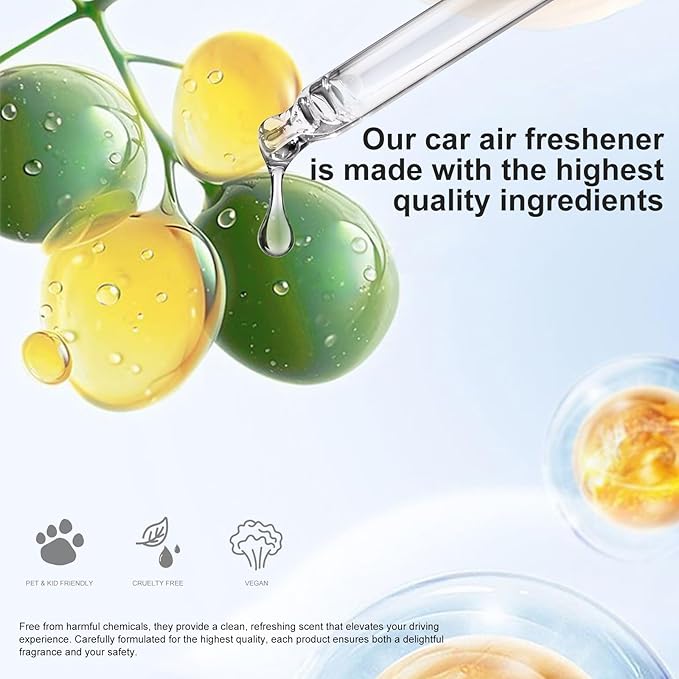 Car Air Freshener Hanging, 2 Pcs Gardenia Scent Drift Car Air Freshener, Wooden Fragrance Expanding Bottle Cap, 10ml Per Bottle, Used for Car Decoration and Fresh Air (Gardenia)