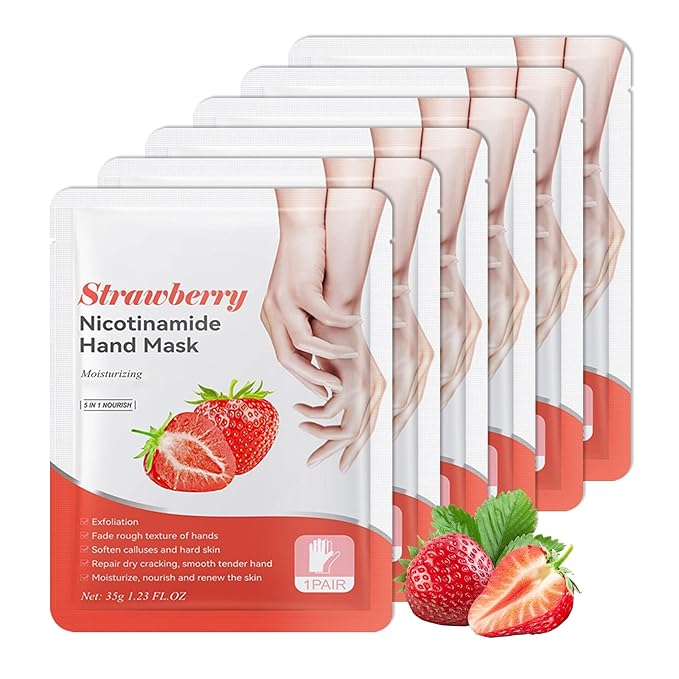 6 Pairs Hand Masks Moisturizing Gloves, Hydrating Hand Mask Moisturizer Gloves Care for Dry Cracked Hands, Smooth Long Lasting Soft Firming Hand Mask Gift Set for Men Women（G