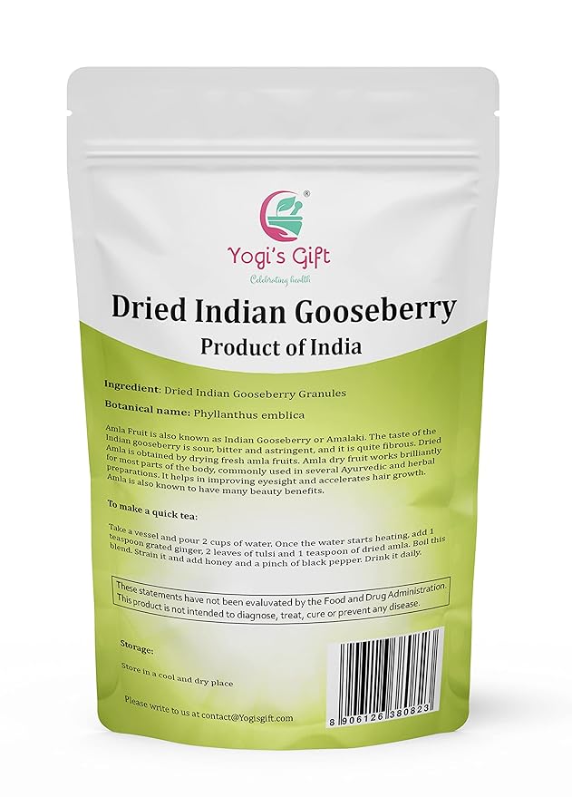 Dried Amla/Gooseberry Cut & Sifted 1 LB | Rich in Vitamin C, Fibre | Phyllanthus emblica | by Yogi's Gift®