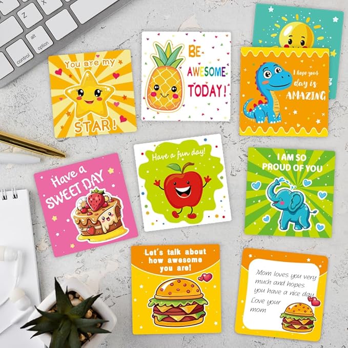 Lunch Box Notes for Kids – 60 Pcs Inspirational & Motivational Affirmation Cards, Cute Encouraging Messages for Boys & Girls, Perfect for School Lunchbox, Back-to-School Gifts & Classroom Rewards