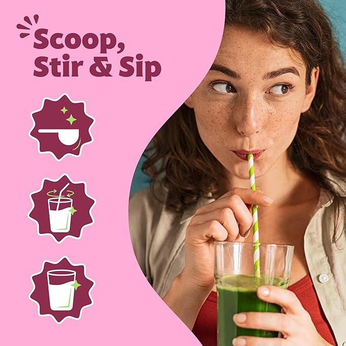 Amazing Grass Sweet Greens and Superfoods Powder for Digestive Health, Greens Powder, Digestive Enzymes, Probiotics, Spirulina, Chlorella, Summer Berry, 30 Servings