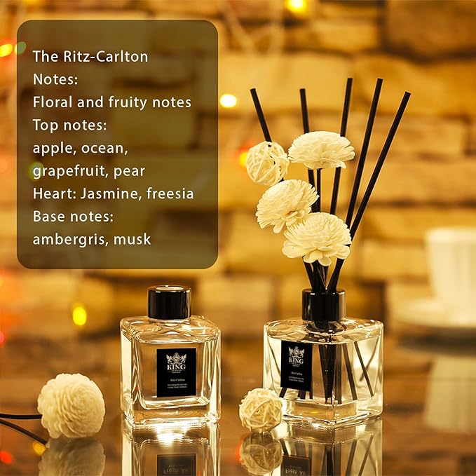 King of Scent Reed Diffuser & Oil Diffuser Sticks with Flower, Aromatherapy, Home & Kitchen Décor,Fragrance and Gift (Ritz Carlton)